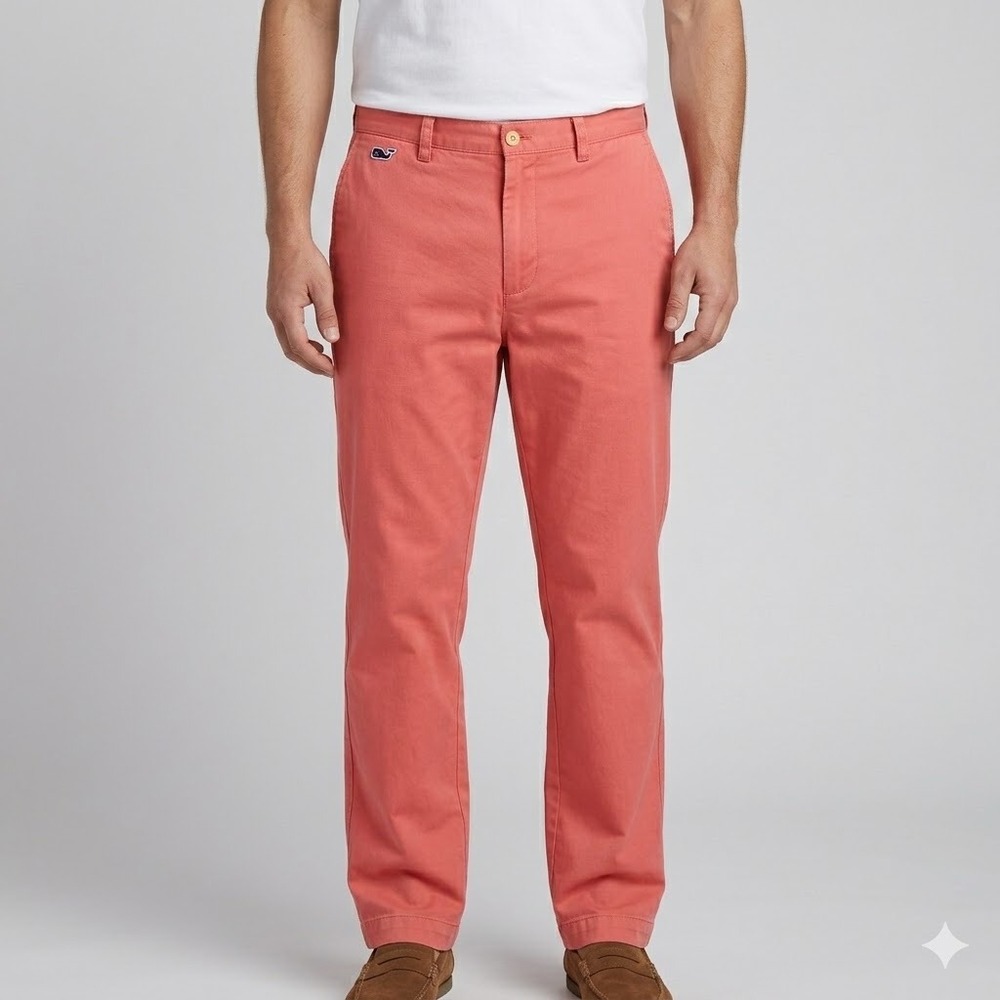 Vineyard Vines Club Pant Chinos Coral Red Mens 35x30 Pre-owned‎